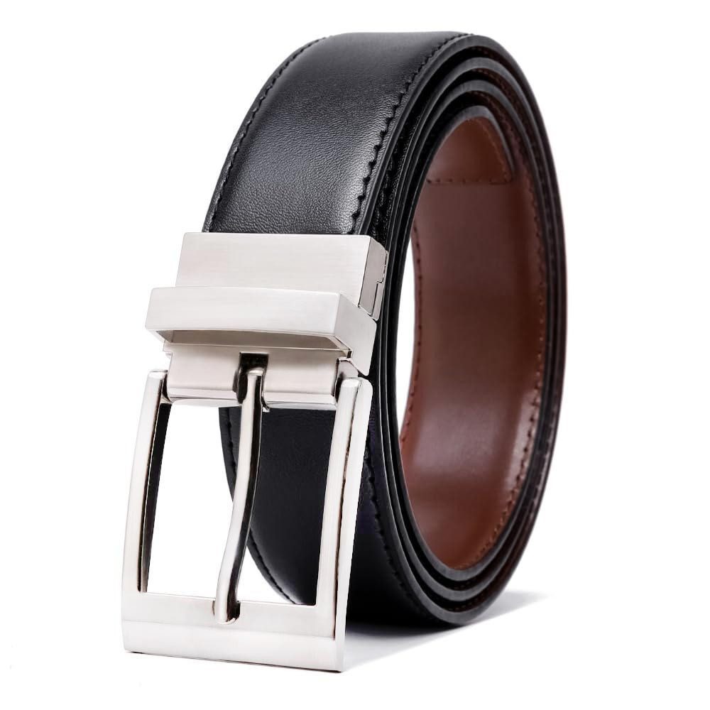Fomax Ledergürtel Herren Wendegürtel aus Echtleder Braun/Schwarz 3,5 cm (Wendegürtel für Anzug Business und Formelle) Kürzbar, inkl. Aufbewahrungsbox