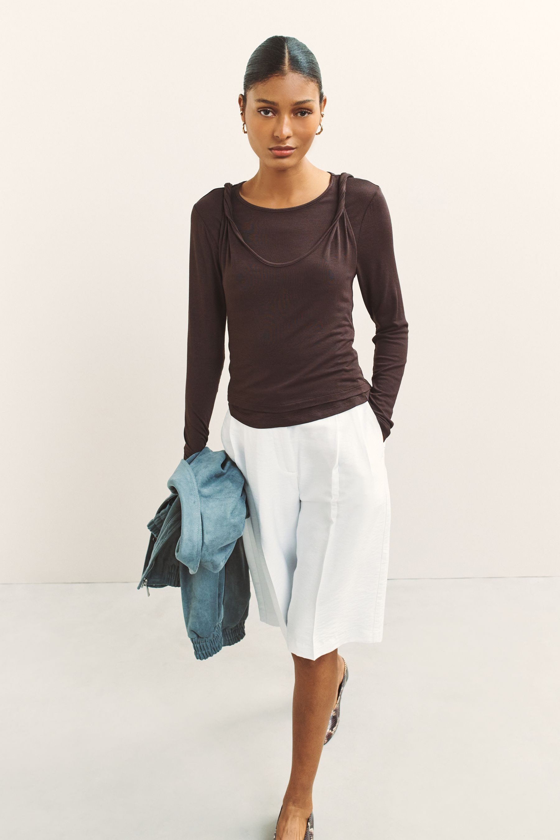 Next Blusenshirt Langärmelige, mehrlagige Strick-Camisole (2-tlg)