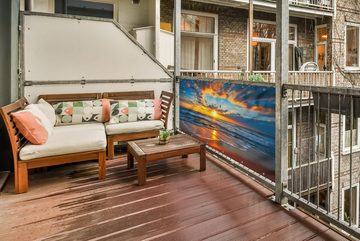 MuchoWow Balkonsichtschutz Meer - Sonnenuntergang - Strand - Wolken - Orange (1-St) Balkon Sichtschutz 90x200, Windschutz für Zaun PVC, 200x90 cm