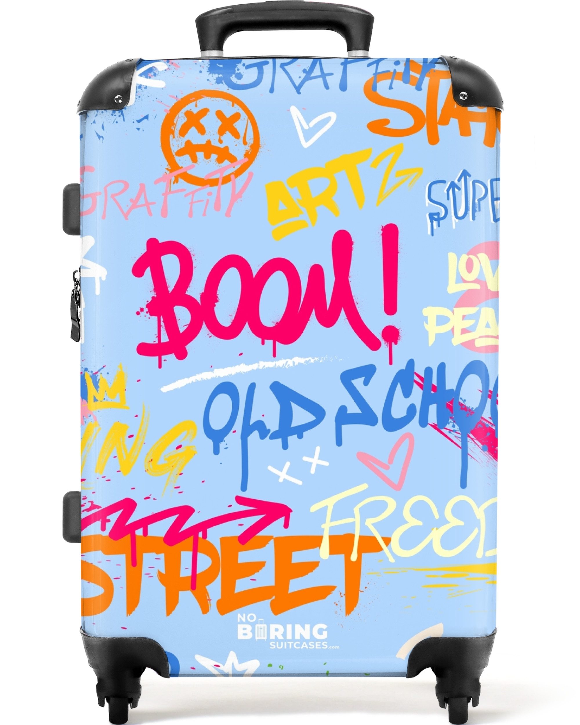 NoBoringSuitcases.com© Hartschalen-Trolley Bunter Graffitidruck mit Text günstig online kaufen