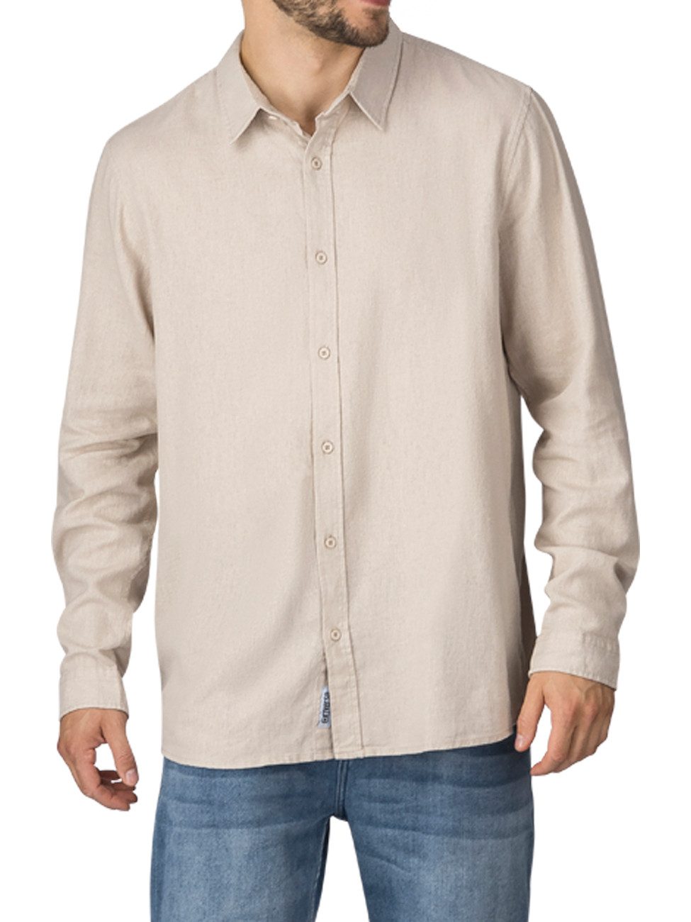 Langarmhemd riverso Herren Leinen Hemd RIVFabio Regular Fit