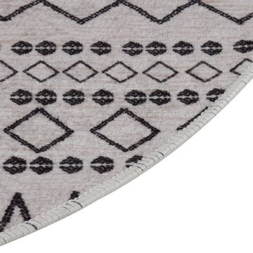 Teppich Waschbar Schwarz und Weiß φ120 cm Rutschfest, furnicato, Runde
