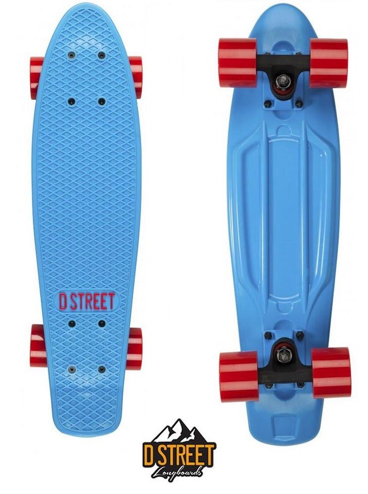 D Street Miniskateboard D Street Polyprop Mini Cruiser Kinder Retro Skateboard 57cm Blau/Rot