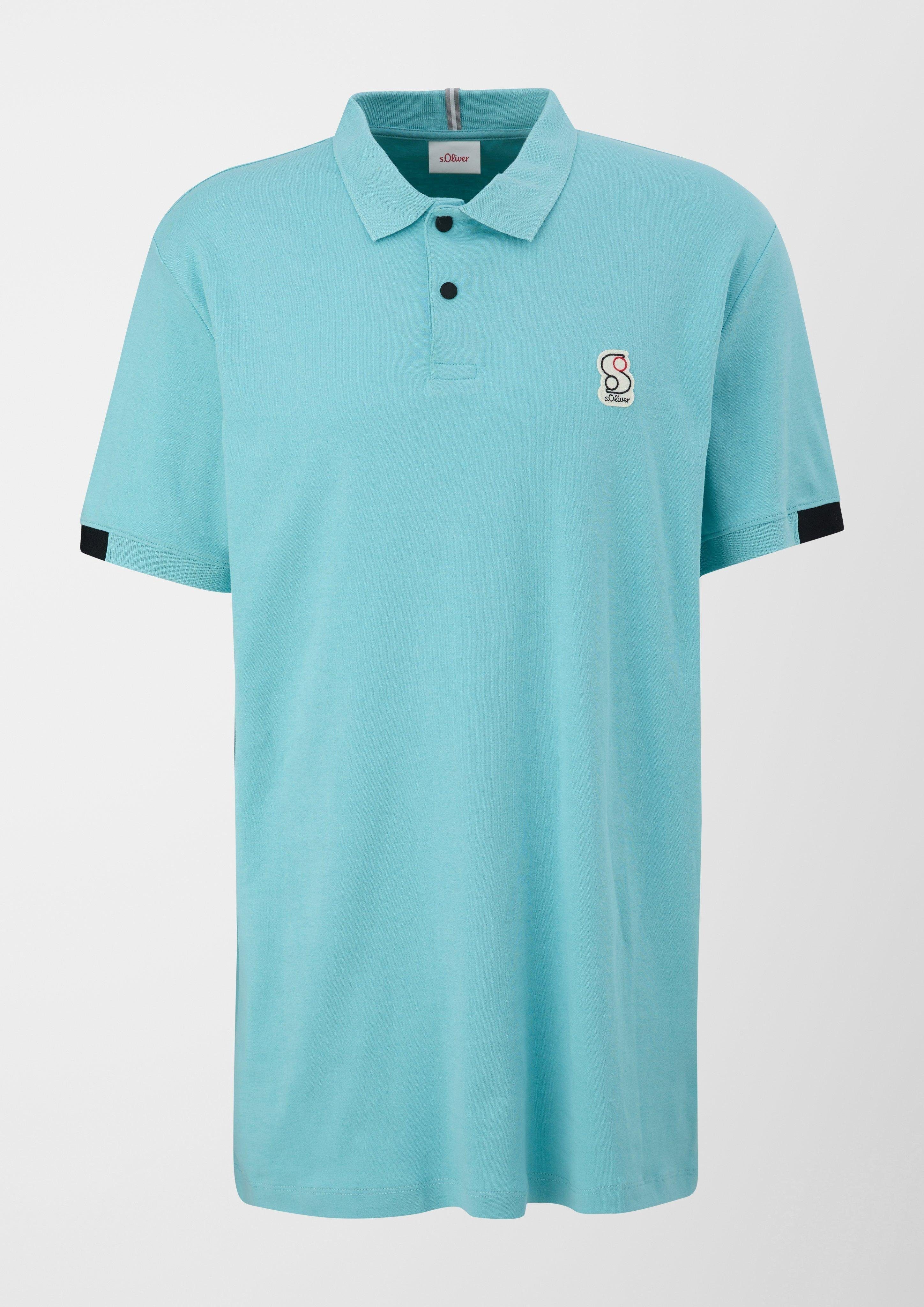 s.Oliver Kurzarmshirt Poloshirt mit Label-Patch Label-Patch Tür