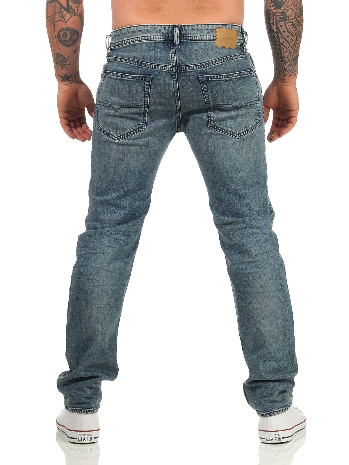 Stretch, Regular-fit-Jeans Blau, Herren Used-Look Diesel Buster 5-Pocket-Style, 084UX