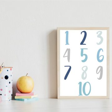 Tigerlino Poster Alphabet & Zahlen Kinderposter 3er Set ABC Lernposter Lernhilfe