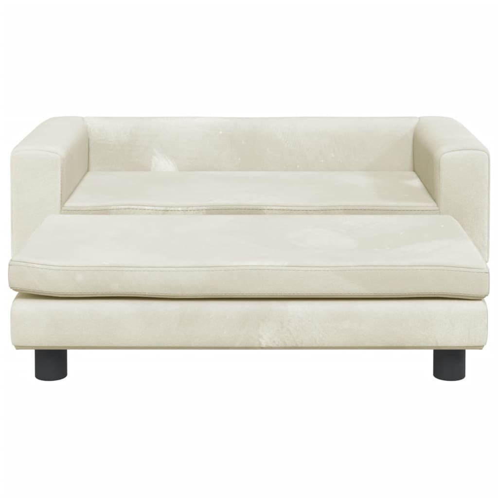 vidaXL Kindersofa NA Kindersofa mit Hocker Creme 100x50x30 cm Samt Kindercouch Kindermöb