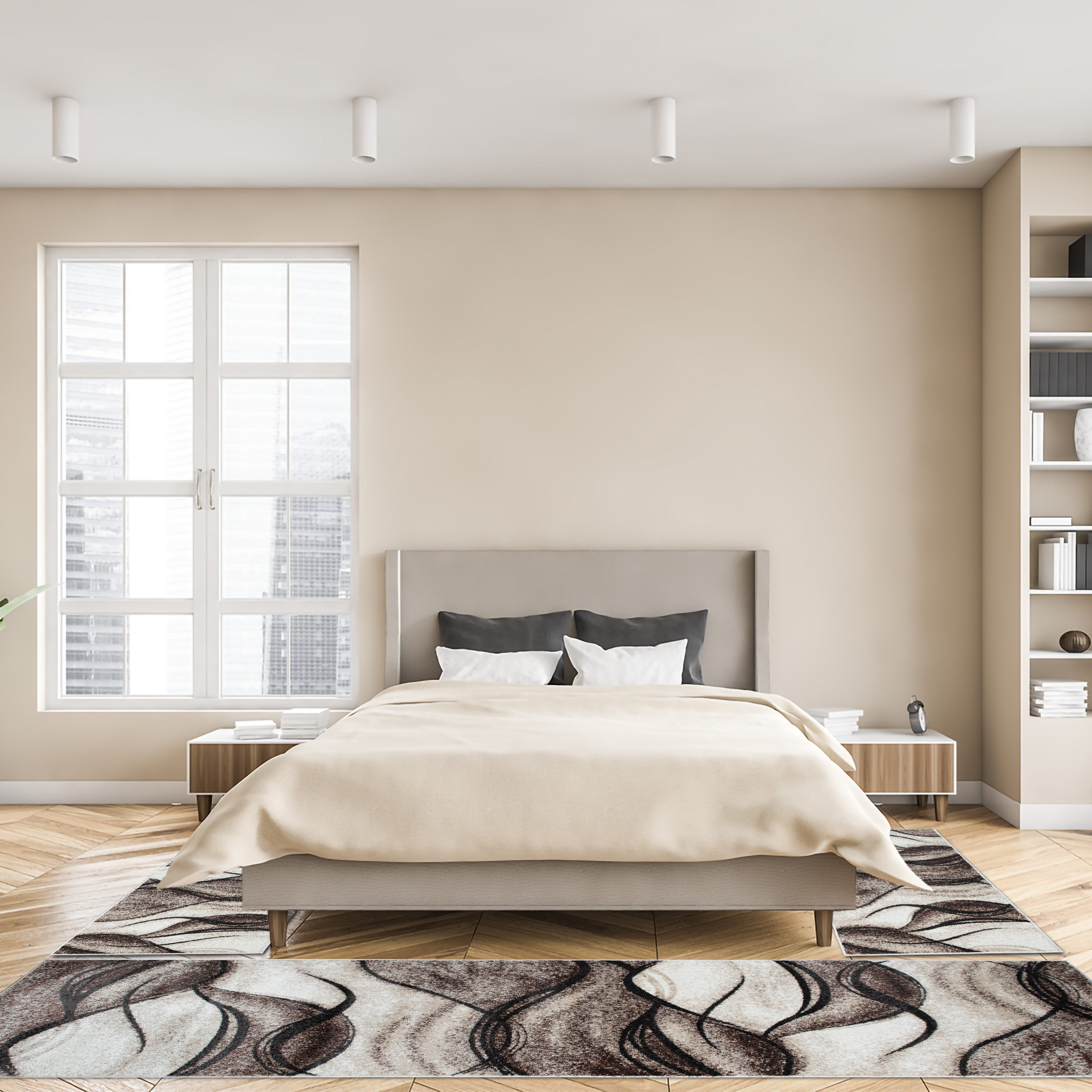 OTTO home Bettumrandung Tritom, Höhe 9 mm, (3-tlg), mit besonders weichem Flor, Kurzflor, modernes Wellen Muster – Bild 2 von 5
