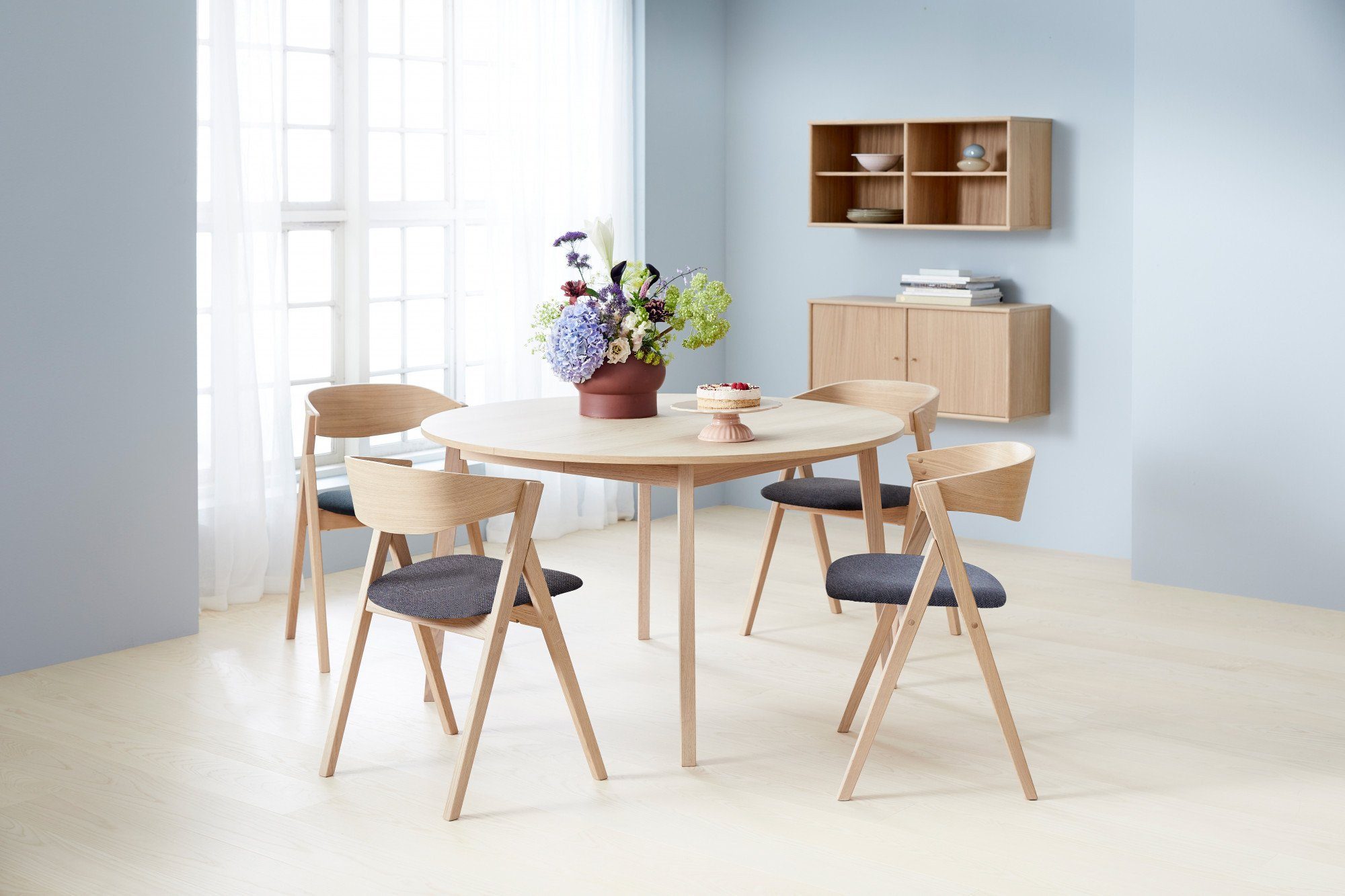 Ø130 4 Furniture und Hammel (Set, inkl. Single/City, Findahl/Basic Single cm Essgruppe Einlegeplatten City Esstisch mit Stühle 5-tlg), Hammel by 2