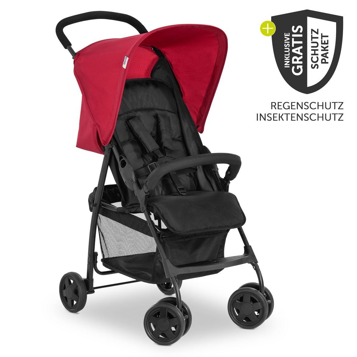 Hauck Kinder-Buggy Sport - Red, Reisebuggy nur 5,9 kg mit Liegeposition, Einhand-Faltung & Zubehör
