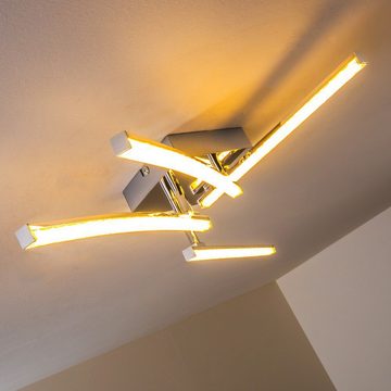 hofstein Deckenleuchte »Cura« moderne Deckenlampe in chrom mit Glanzeffekt, 3000 Kelvin, mit drei verstellbaren Lichtleisten, je 300 Lumen (1200 Lumen)