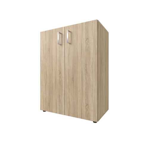 möbelando Aktenschrank Trio 2 zeitloser Beistellschrank aus Spanplatte in Sonoma/Eiche mit 1 höhenverstellbaren Einlegeboden. Breite 57 cm, Höhe 77 cm, Tiefe 34,5 cm - Made in Germany