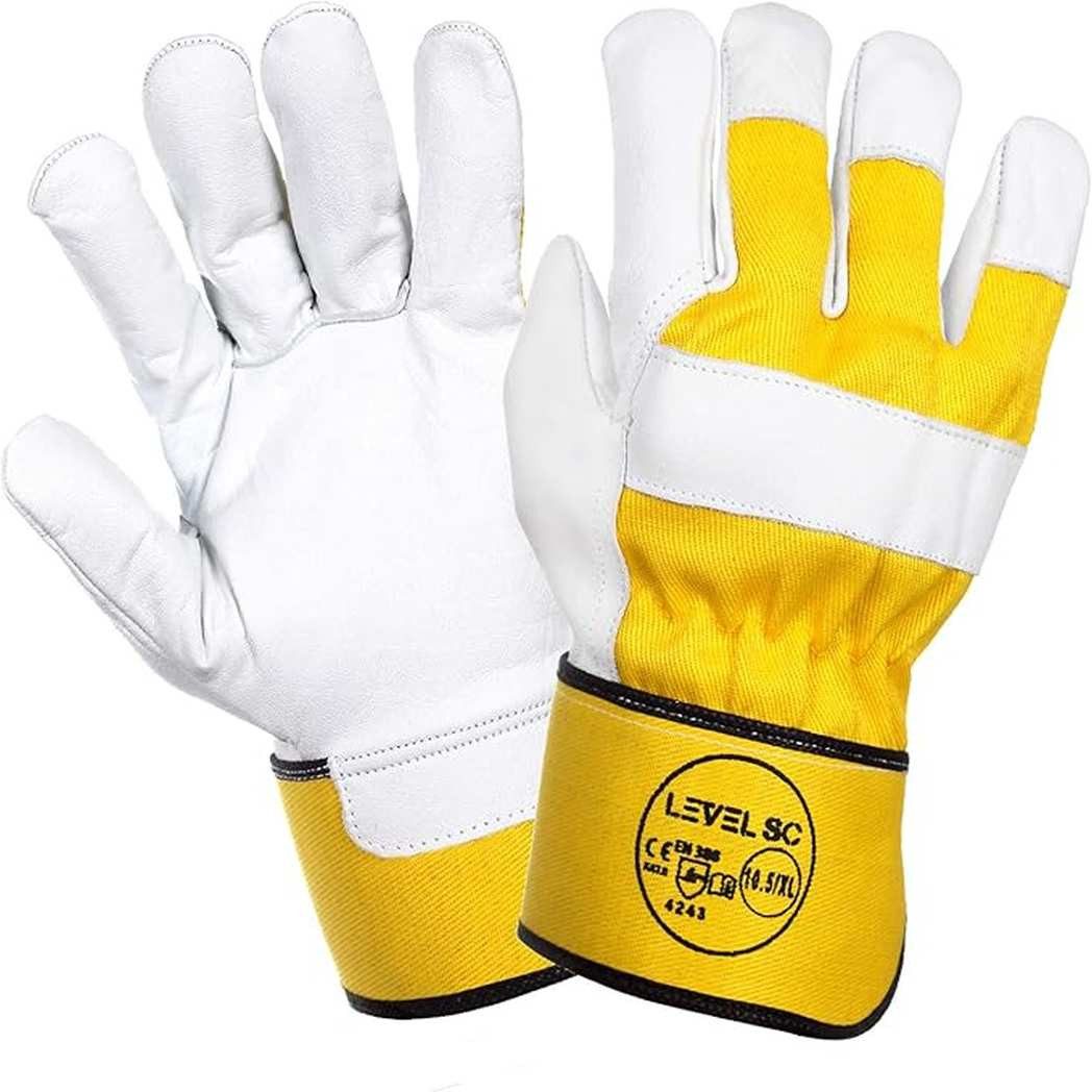 Arbeitshandschuh-Set 12 Paar Robuste Leder Arbeitshandschuhe Mechaniker Gelb (Rigger-Y)