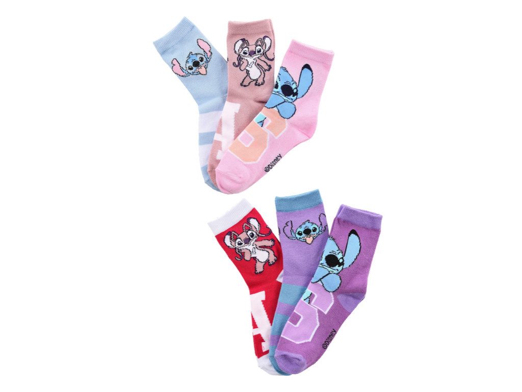 Lilo & Stitch Socken Mädchen Socken 6er Pack – Bunte Baumwollsocken