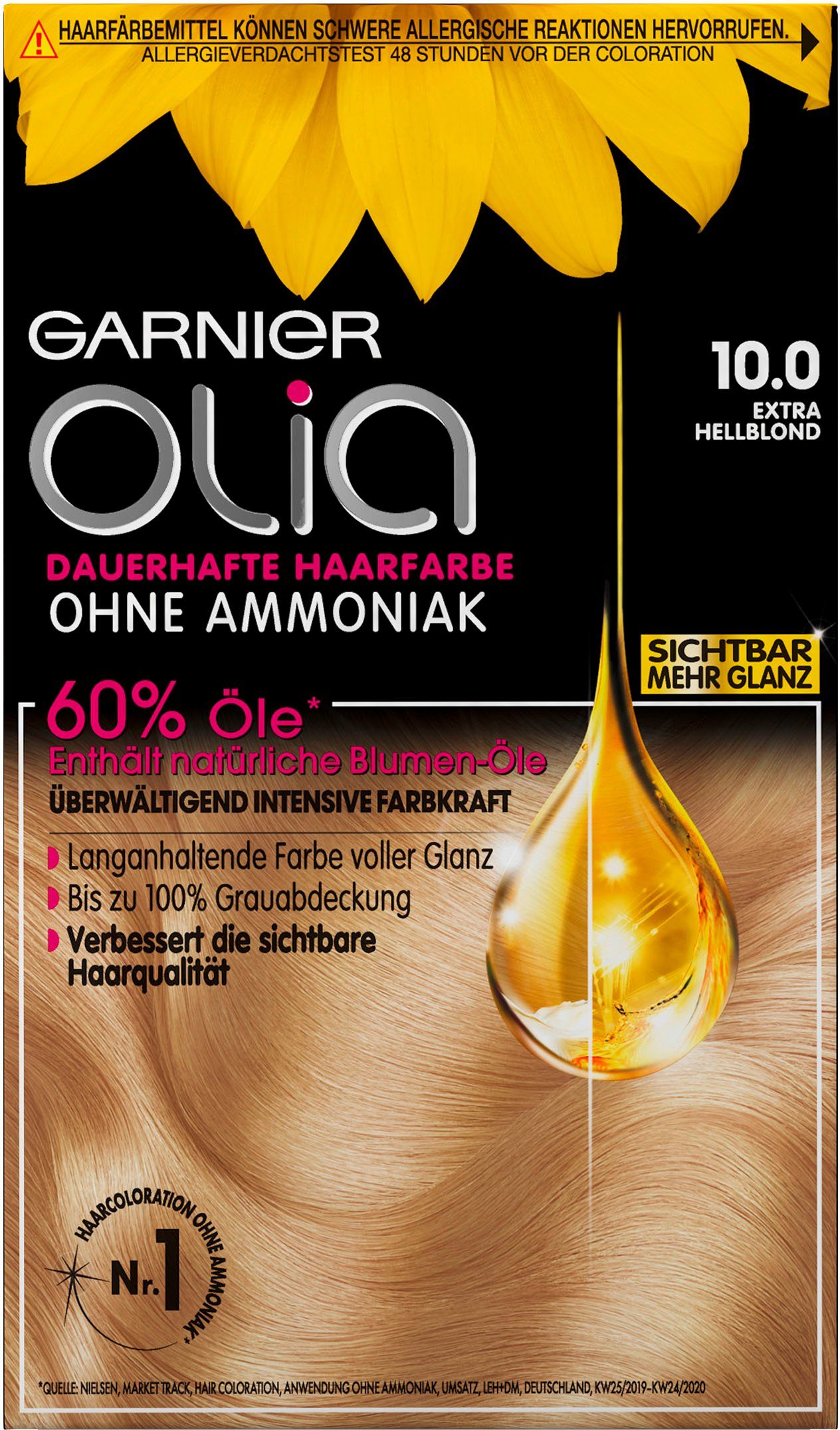 Haarfarbe 10.0 dauerhafte Coloration GARNIER hellblond Olia Extra