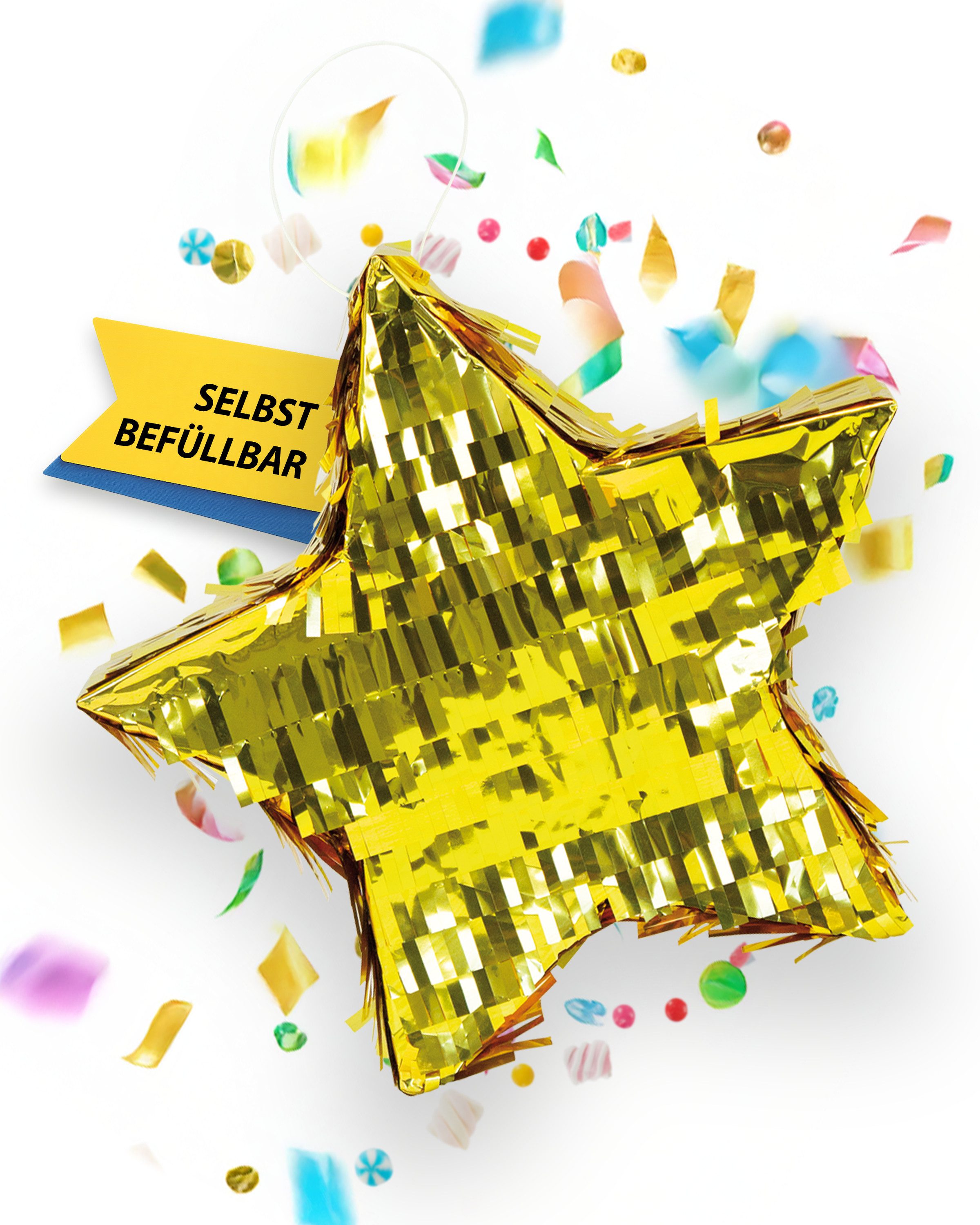 Party Factory Pinata Goldene Stern Pinata glänzend 35x35x10 cm, glänzend