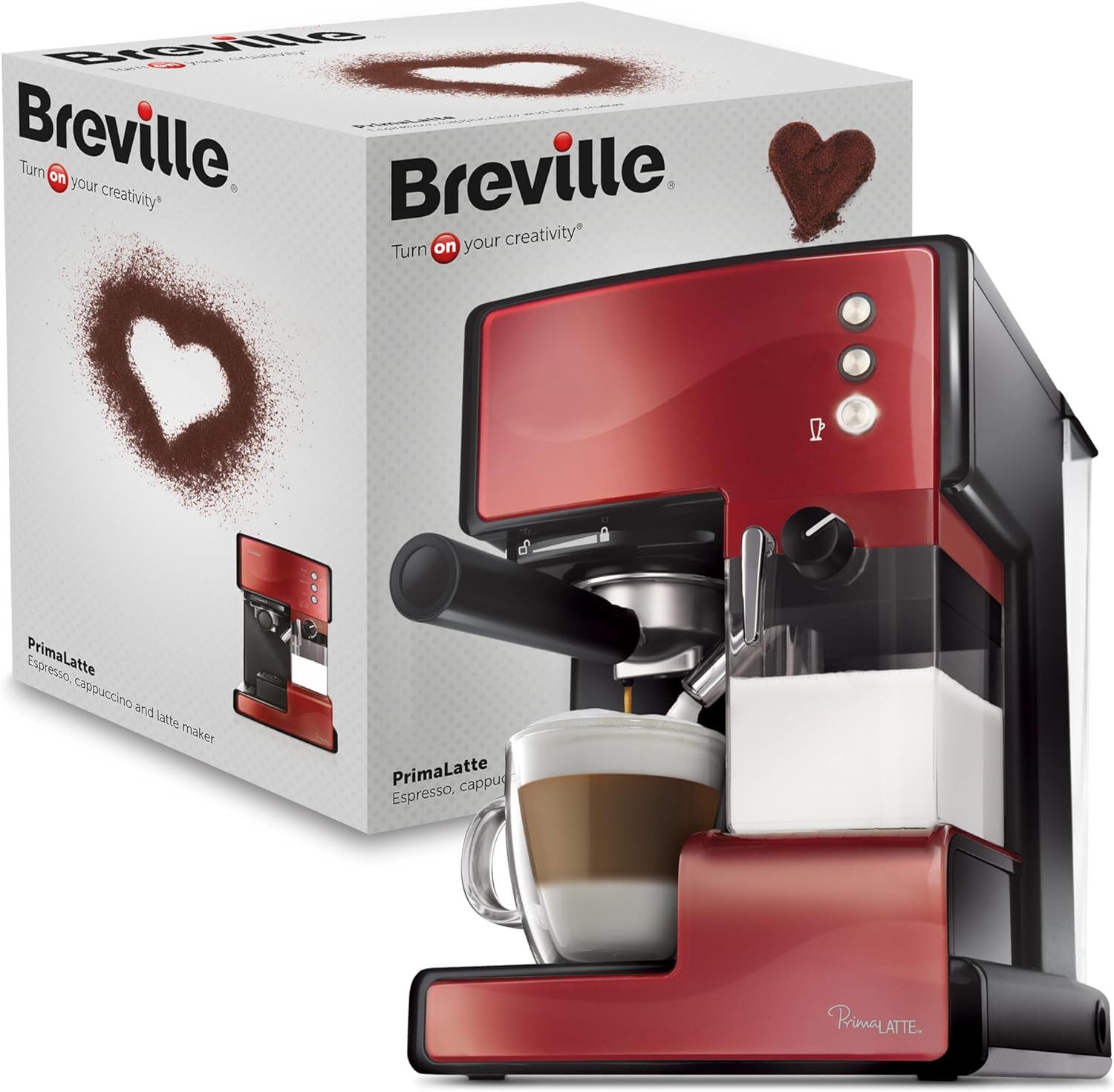 Breville Kaffeevollautomat PrimaLatte Kaffee- und Espressomaschine italienische Pumpe mit 15 Bar, oder Pads geeignet, Integrierter automatischer Milchschäumer