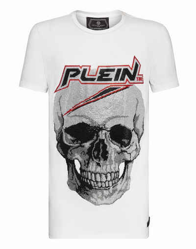 PHILIPP PLEIN T-Shirt MTK4038 PJY002N mit Strasssteinen, weiß