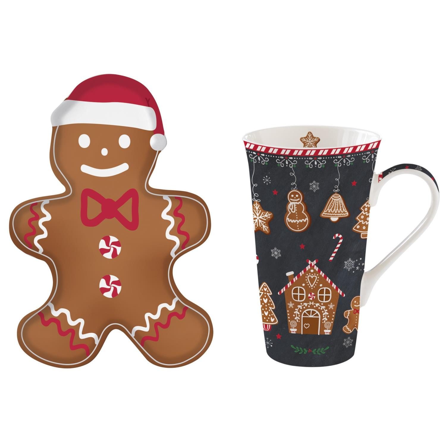 EasyLife Tasse Gingerbread, Porzellan, Spülmaschinengeeignet, Mehrfarbig, Motiv: Lebkuchenmann