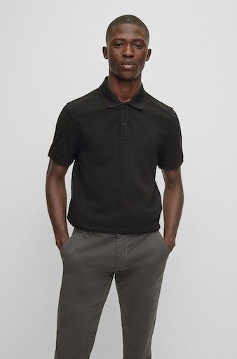 BOSS ORANGE Poloshirt auf Prime dezentem Logoschriftzug 10203439 Black mit der 01 Brust