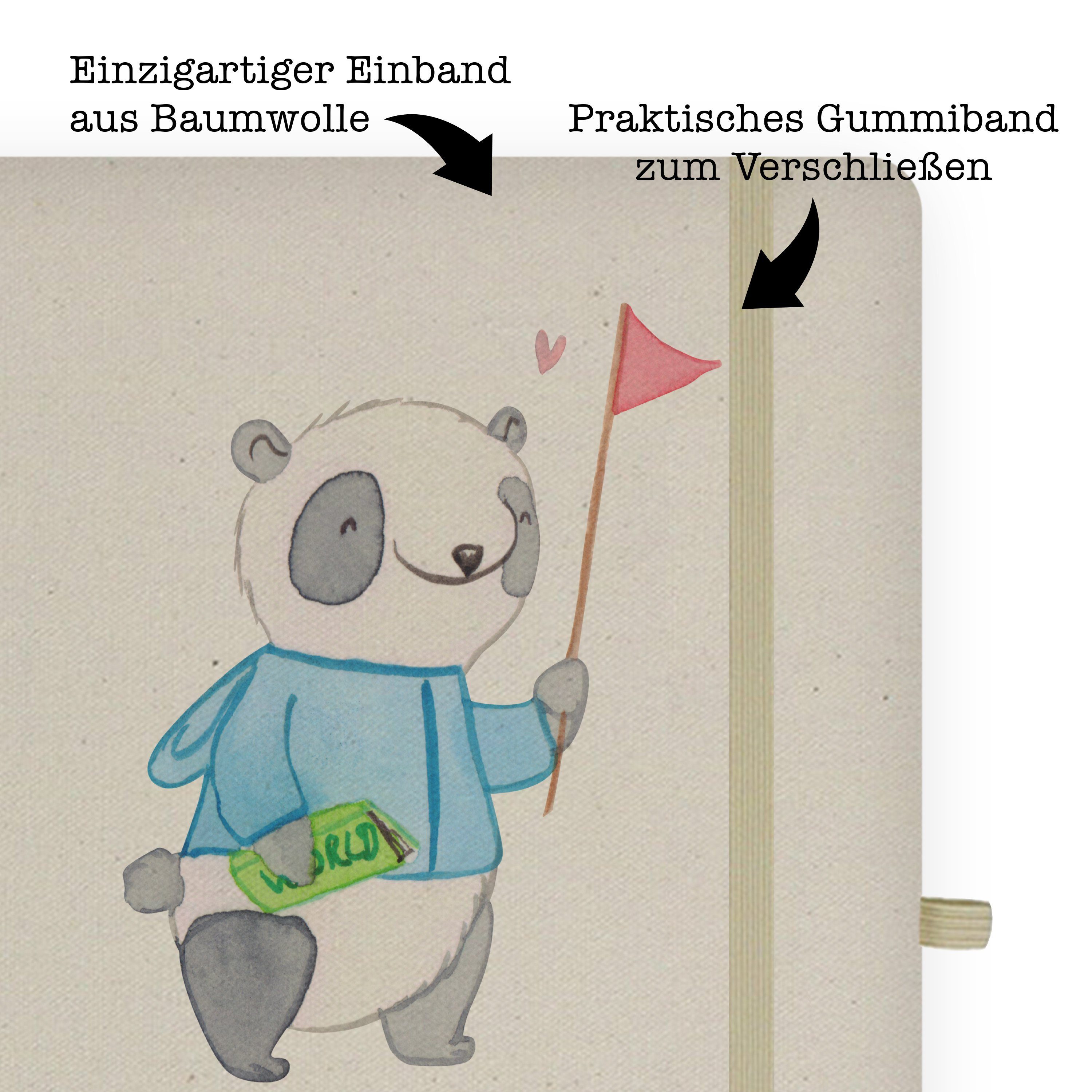 Mr. Panda - mit Geschenk, Herz Eintragebu Notizbuch Panda & Mrs. Notizblock, Mr. Mrs. & Reiseleiter - Transparent