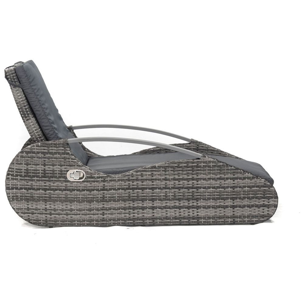 Lomadox Gartenliege HGA-120, Lounger Sonnenliege mit Ablage, Polyrattan dunkelgrau, inkl. Polster