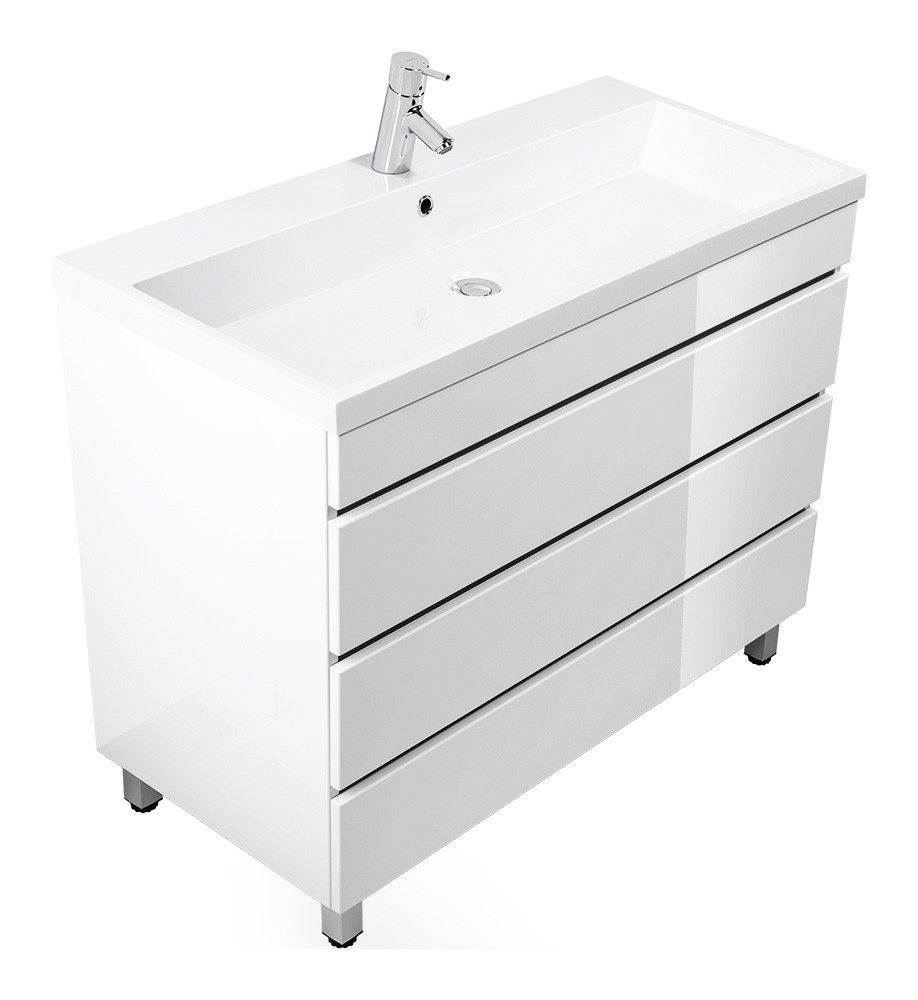 Magnolia Home Waschtisch Stand Badmöbel Via 100 SoftClose weiss hochglanz mit drei grifflosen S