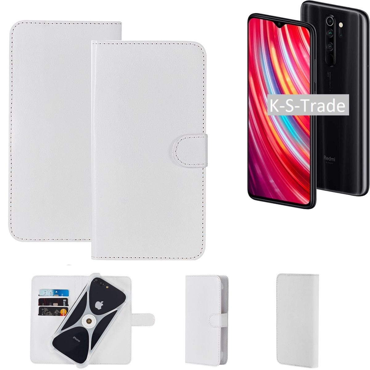 K-S-Trade Handyhülle für Xiaomi Note 8 Pro, Handy Hülle Schutz Hülle Cover Case Bookstyle Bumper weiß 1x