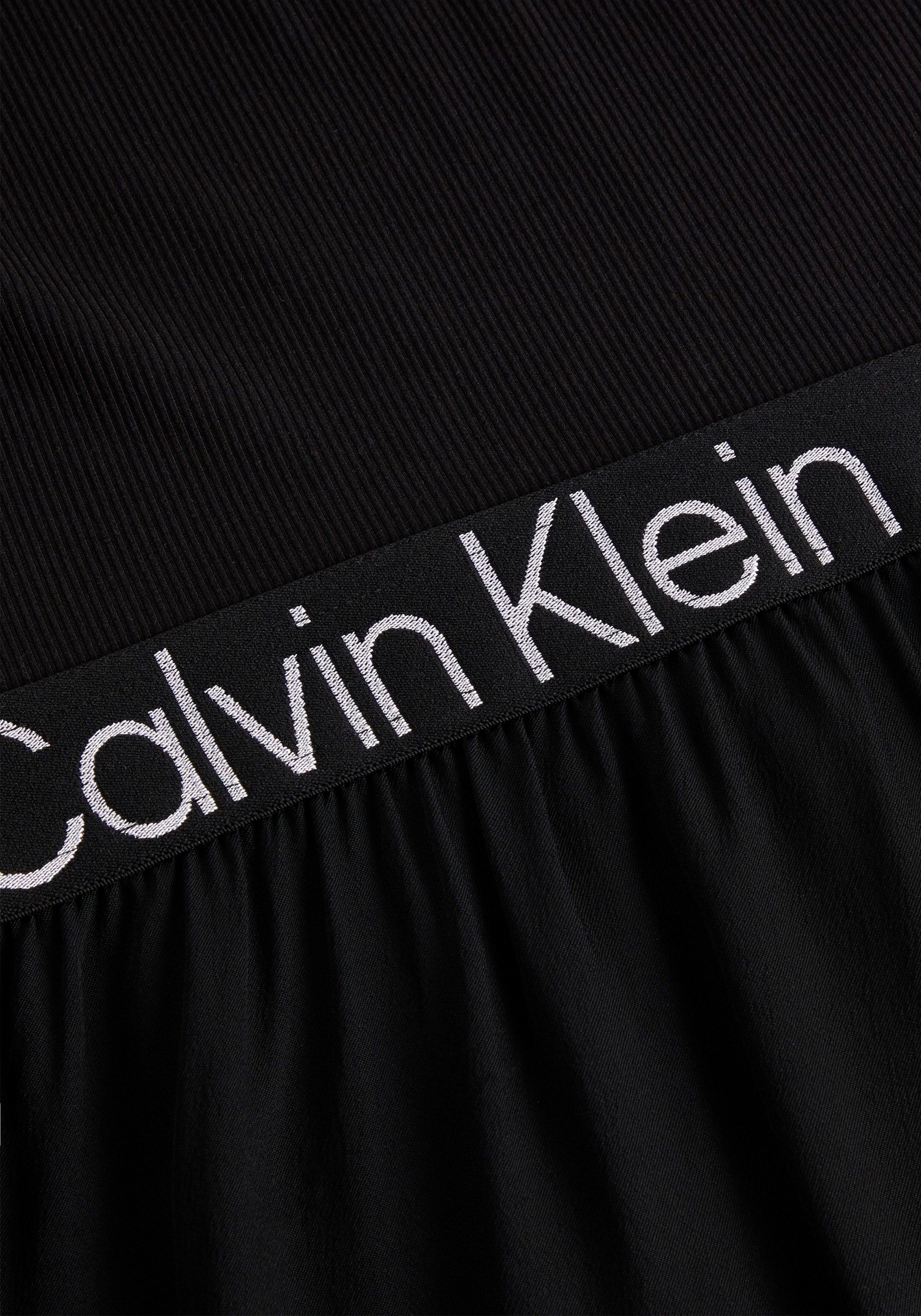 Materialmix 2-in-1-Kleid Jeans Calvin Klein im schwarz