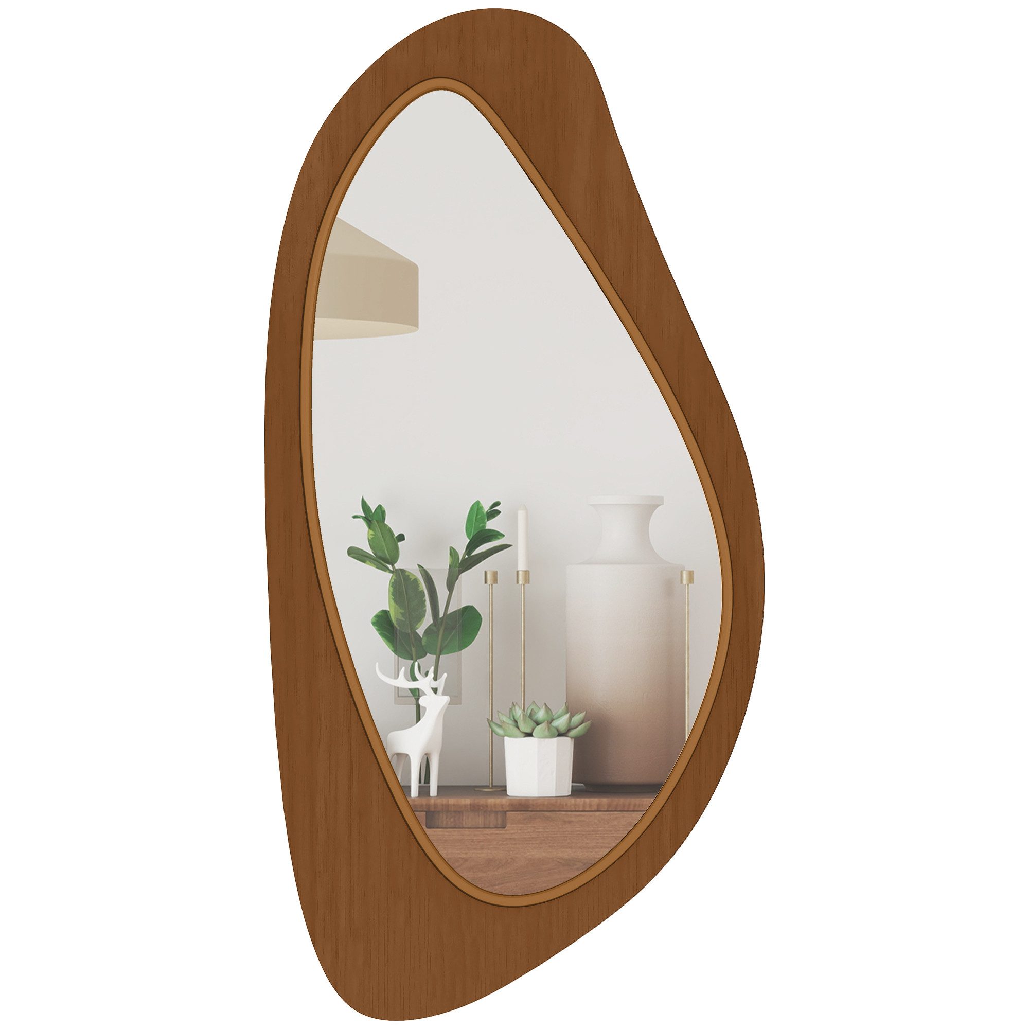 HOMCOM Wandspiegel Fenster Spiegel mit Kieferfurnierrahmen Dekorativer (Flurspiegel, 1-St., Hängespiegel), für Schlafzimmer, Wohnzimmmer, Naturholz