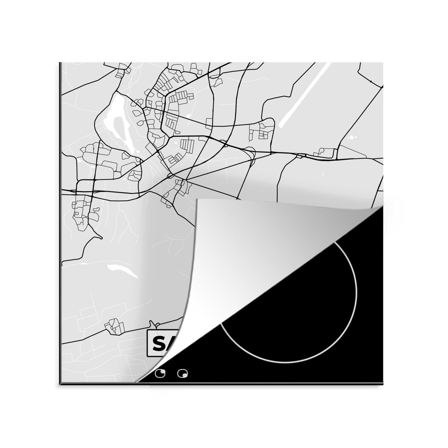 Arbeitsplatte tlg), Ceranfeldabdeckung, - MuchoWow Vinyl, für - Deutschland (1 - Herdblende-/Abdeckplatte Salzgitter, Karte 78x78 küche Stadtplan cm,