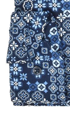 MARVELIS Businesshemd Businesshemd - Body Fit - ELA - Muster - Blau Allover-Print