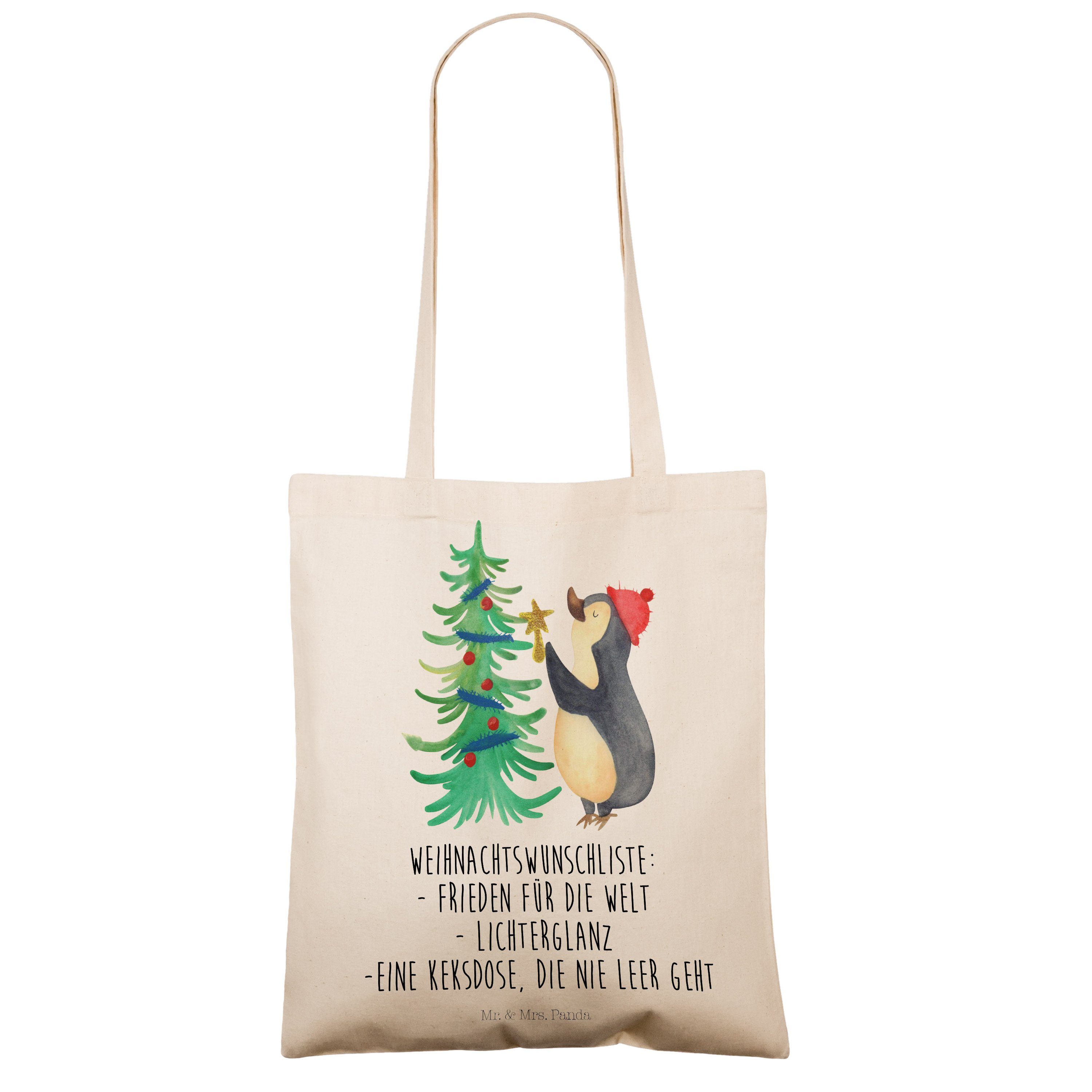 (1-tlg) Weihnachtsbaum Advent Beuteltasche, Pinguin & Transparent Panda Tragetasche - Mrs. Mr. Geschenk, -