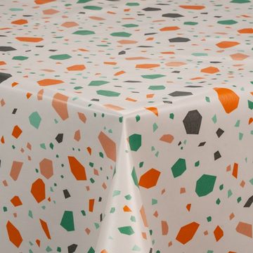 laro Tischdecke Wachstuch-Tischdecken Abwaschbar Bunt orange grün weiß rechteckig