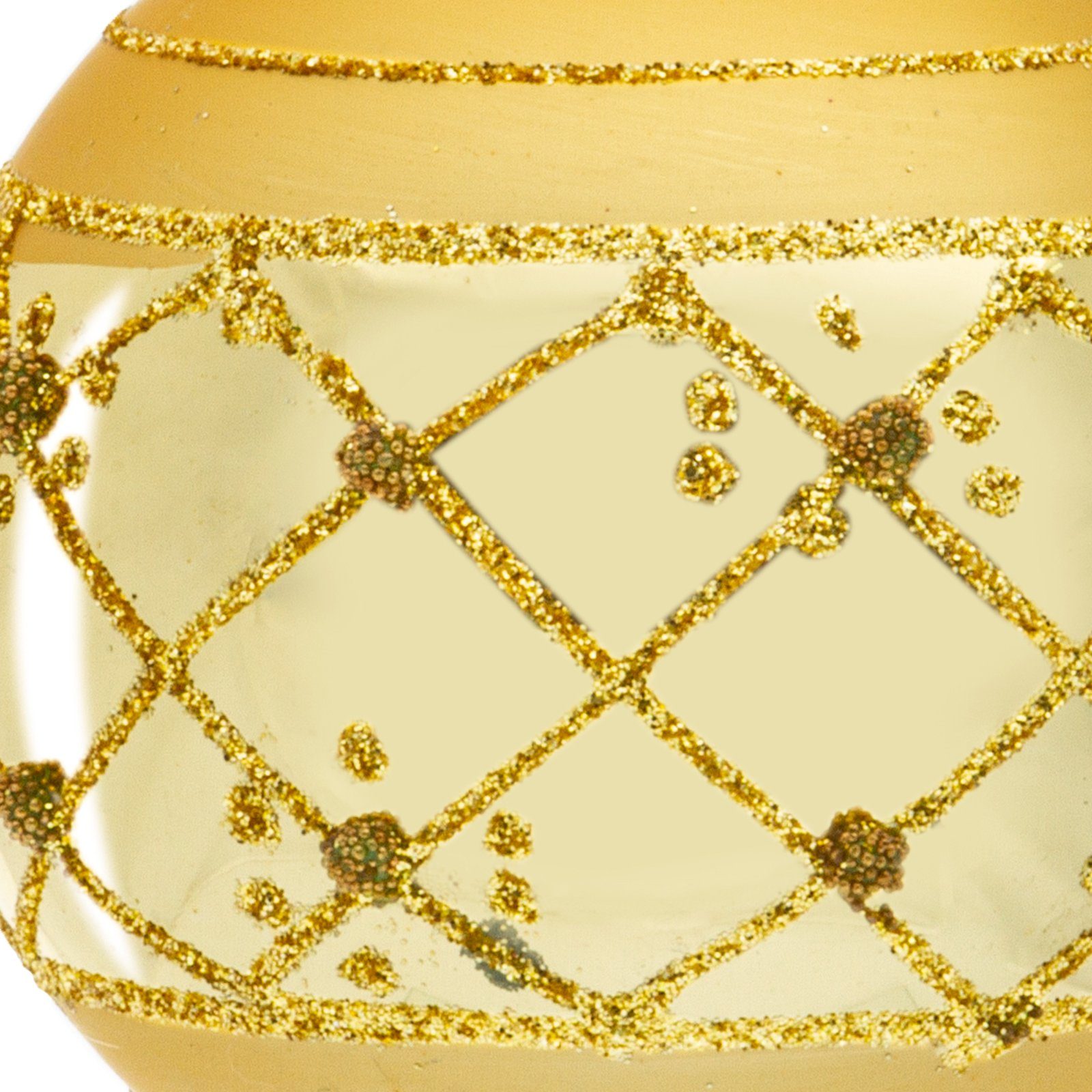 Verzierung Gold Wien mit Highlights 4er Set Christbaumkugeln aus Glas gold Christbaumschmuck Modell SIKORA