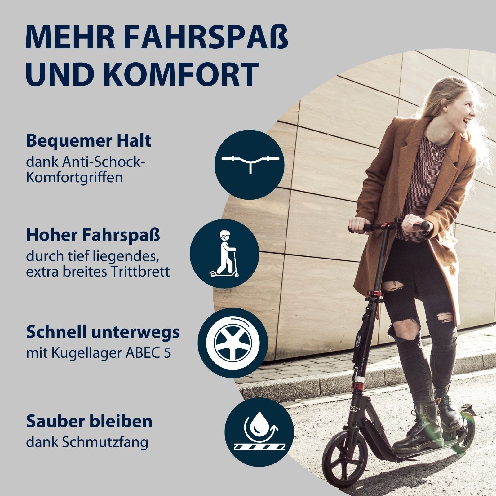 Hudora Cityroller BigWheel® Style 230, Scooter, einklappbarer, höhenverstellbarer Tretroller