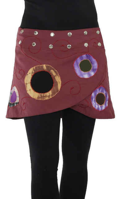 PUREWONDER Wickelrock Damen Rock mit Kreisen und Druckknöpfen sk20 Baumwolle Einheitsgröße