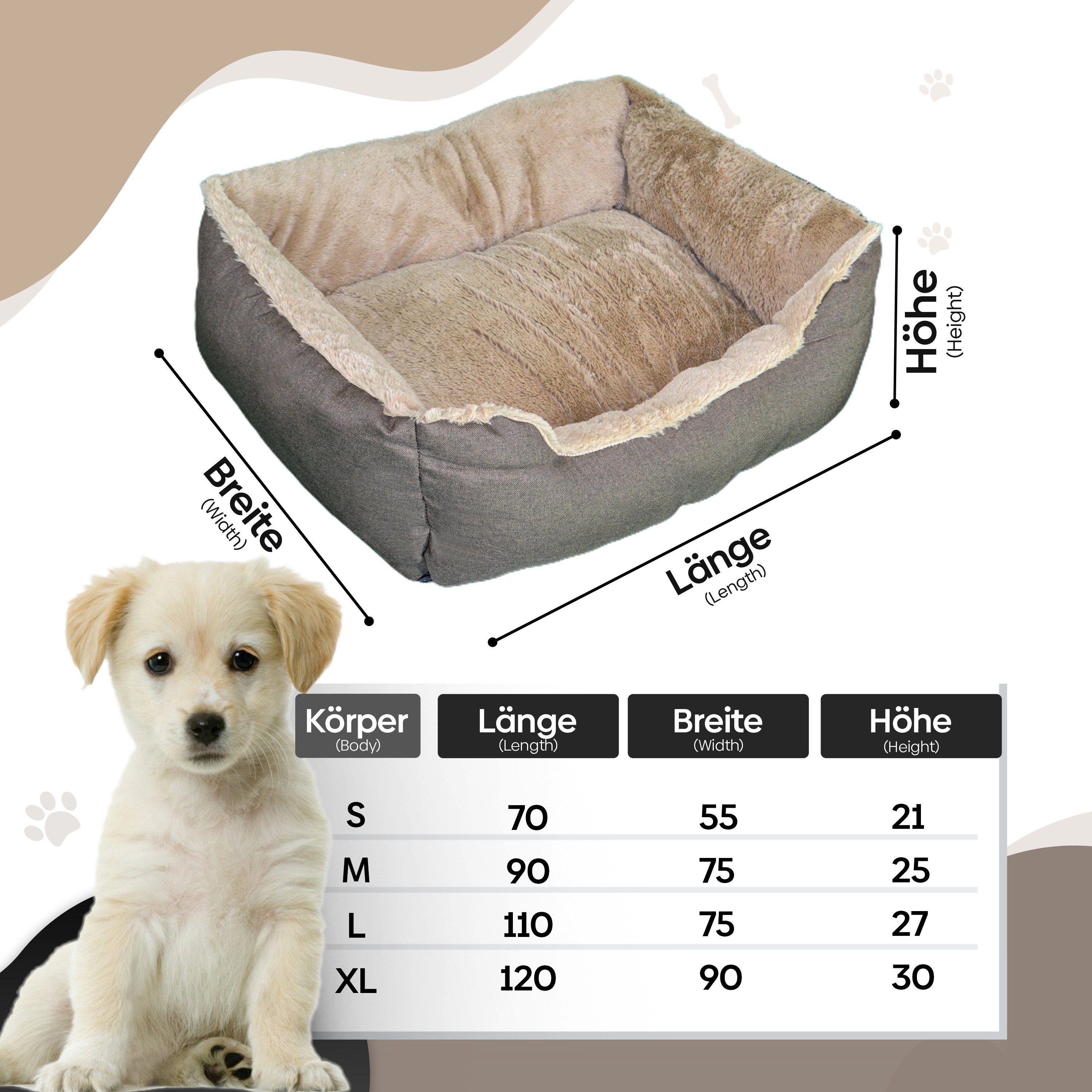 Defactoshop Tierbett Hundebett, Kissen in Leinenoptik, günstig online kaufen