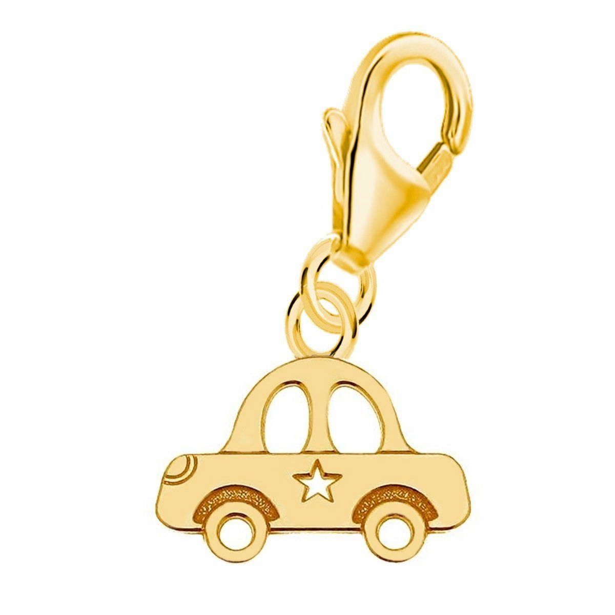 Goldene Hufeisen Charm-Einhänger Auto Charm Anhänger für Bettelarmband aus 925 Silber Vergoldet (inkl. Etui), für Gliederarmband oder Halskette