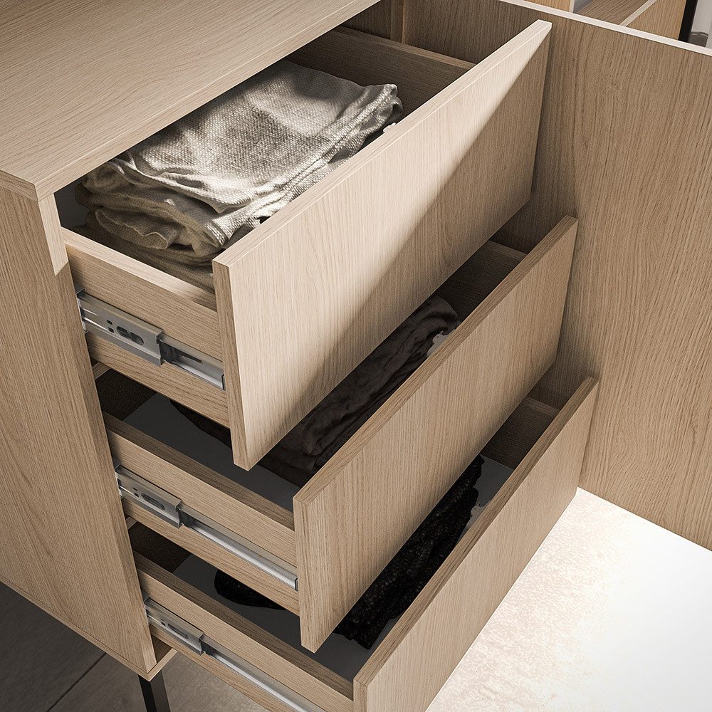 Lomadox Wohnzimmer-Set BANSIN-131, (Mega-Spar-Set, 2-St., Kommode), in Eiche, Türen mit Softclose, griffloses Design, Glasfront