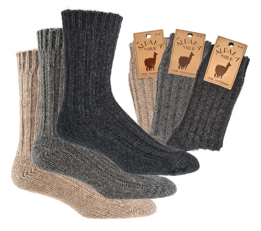 Socks 4 Bündel mit Fun Fun Socks Socken 4 beige 6519 Alpaka 2-Paar, 100% 2 Wollsocken 2er Paar) (2er-Pack