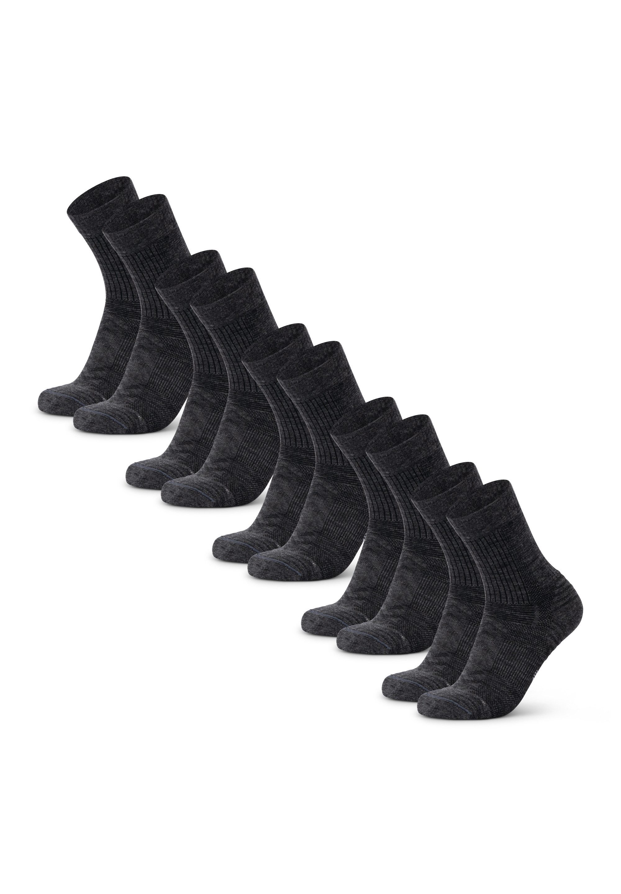 DANISH ENDURANCE Basicsocken Merino Hiking Light (5-Paar) Leicht & gepolstert, Anti-Blasen Socken, Ideal zum Wandern