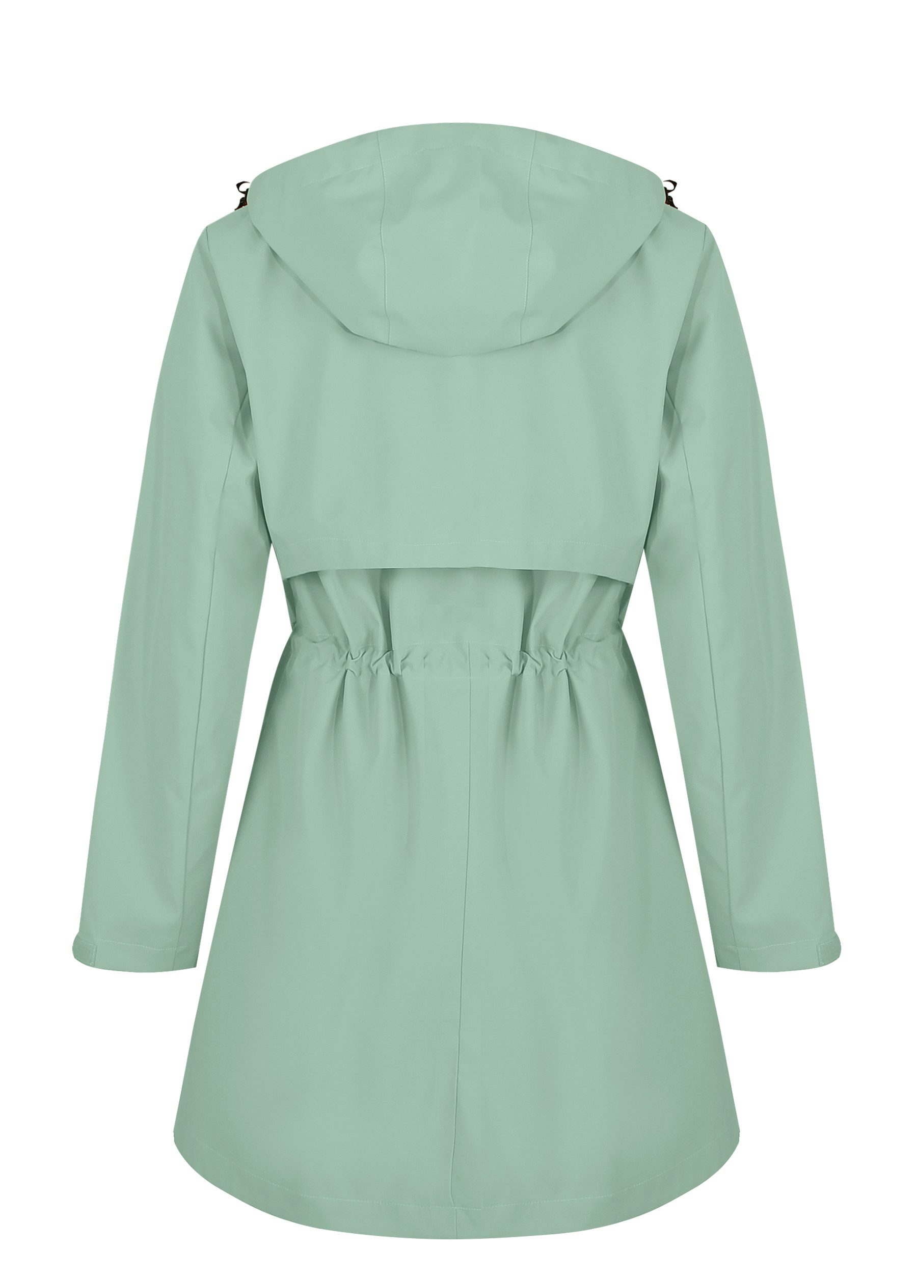 ATLASLAVA Regenjacke Damen Lang Softshelljacke Regenmantel (1-St) Frauen Trenchcoat Windbreaker Leichte Übergangsjacke Mantel