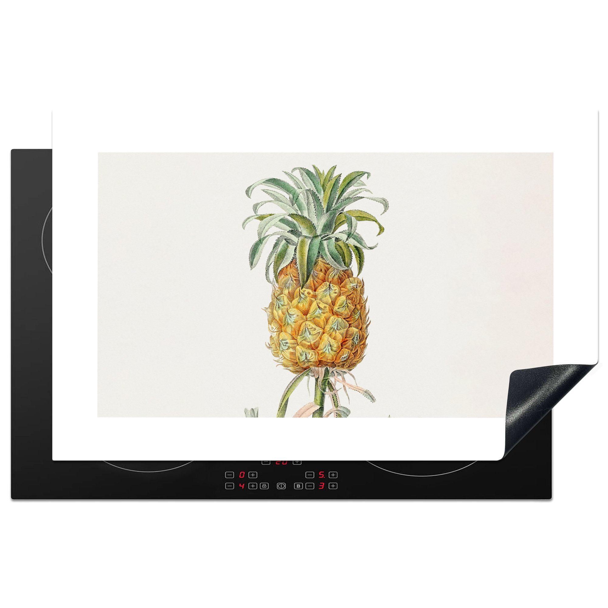 MuchoWow Herdblende-/Abdeckplatte Ananas - Pflanze - Lebensmittel, Vinyl, (1 tlg), 81x52 cm, Induktionskochfeld Schutz für die küche, Ceranfeldabdeckung
