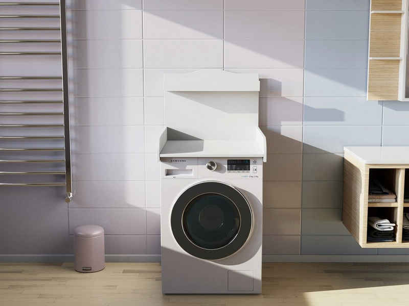 KraftKids Wickelaufsatz Wickelaufsatz weiß für Waschmaschine Trockner mit rückseitiger Ablage