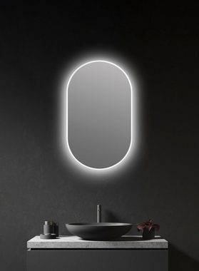 Talos Dekospiegel LED Design Spiegel oval weiß, 45x75 cm (1-St), LED Beleuchtung
