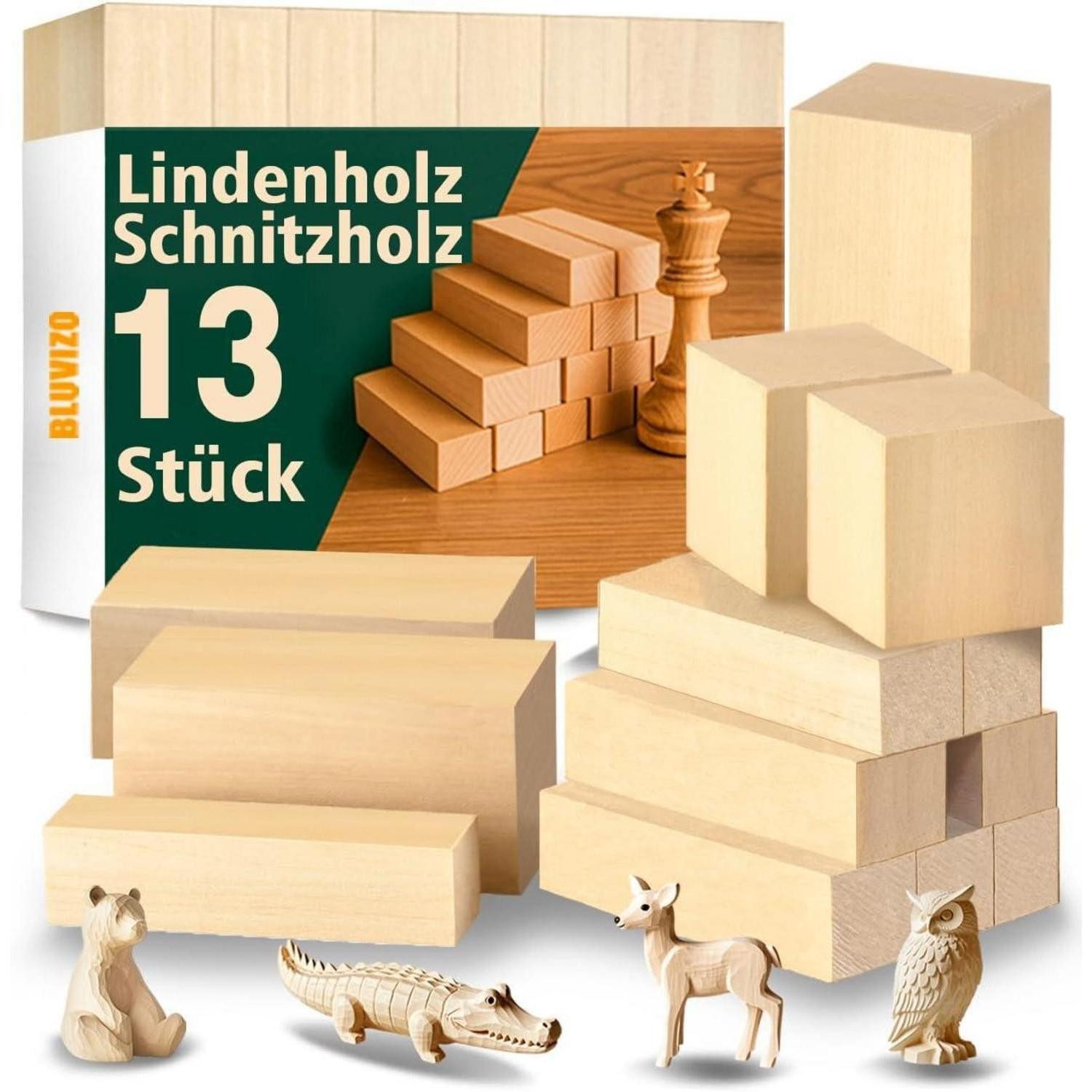 LuxusKollektion Cuttermesser Schnitzholz Lindenholz 13-teilig mit Schnitzvo günstig online kaufen