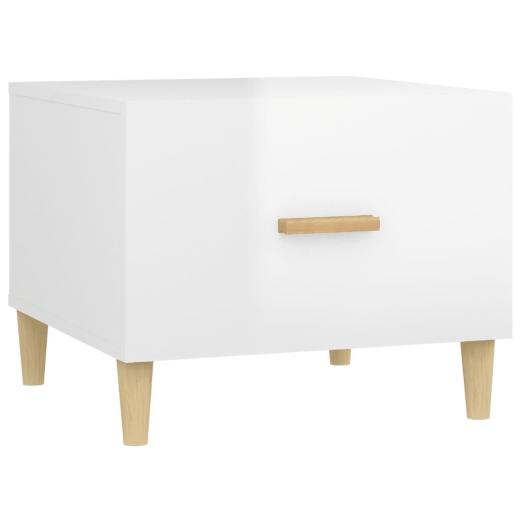 furnicato Couchtisch 50 x 50 x 40 cm Hochglanz-Weiß aus Holzwerkstoff und (1-St), Wohnzimmertisch mit geräumiger Schublade für Ihr aufgeräumtes Zimmer