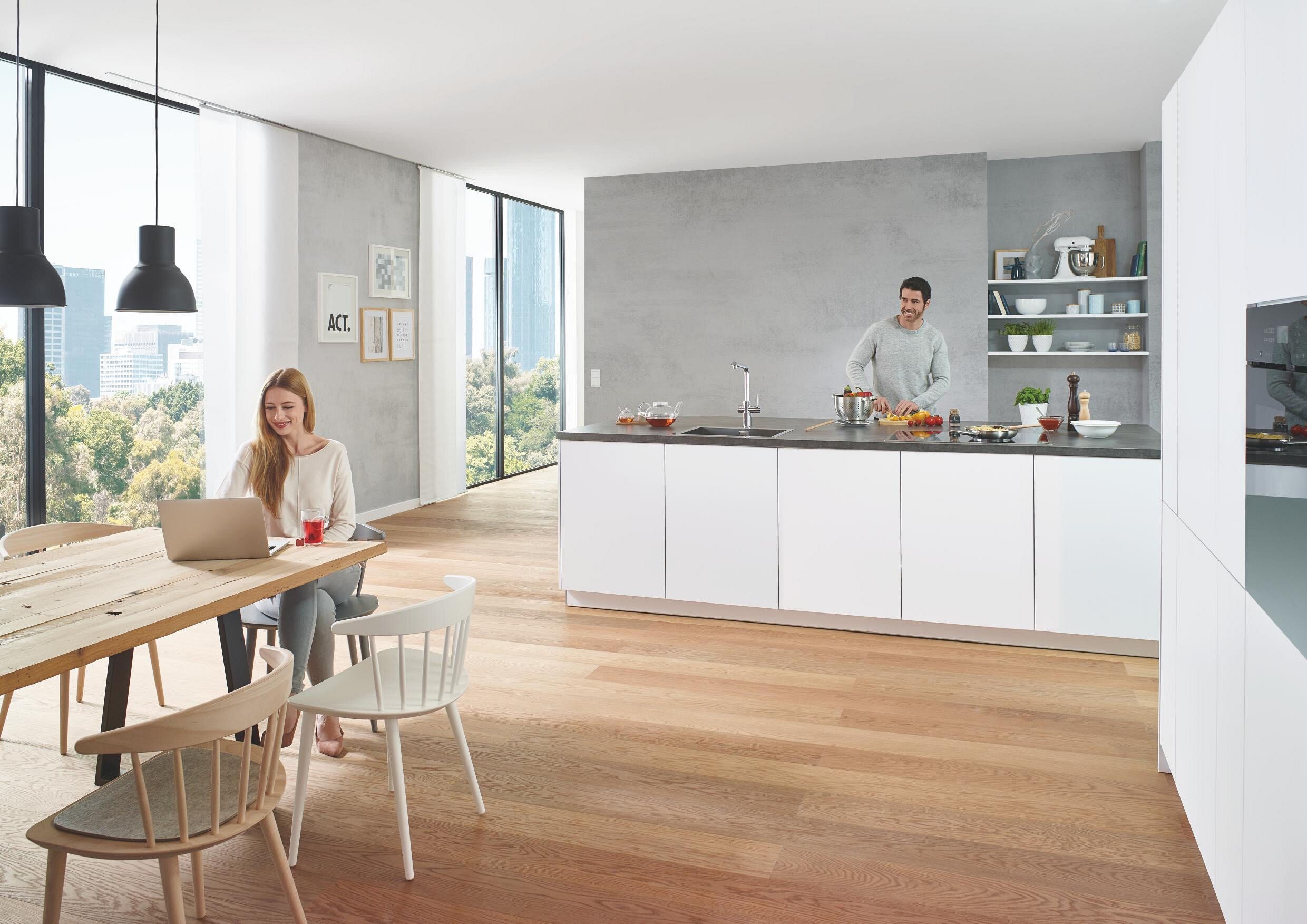Grohe Küchenarmatur Blue Home Starterkit Spültischarmatur mit C-Auslauf