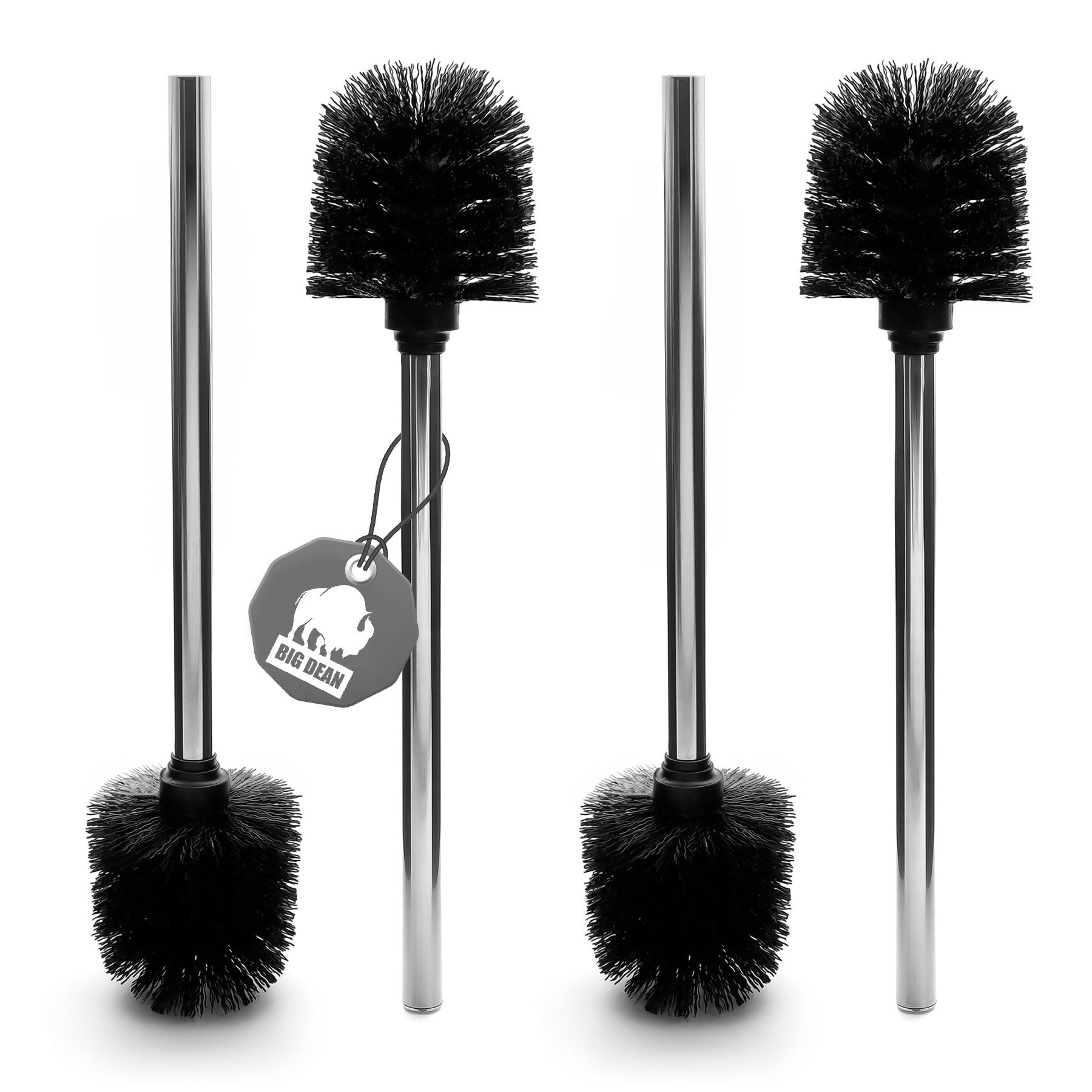 BigDean WC-Reinigungsbürste 4 Stück Klobürste Schwarz Toilettenbürst mit robusten Borsten, WC, (Set, 4-tlg., WC-Bürste/n), Bürstenkopf Abnehmbar, 9cm Durchmesser, Edelstahlgriff